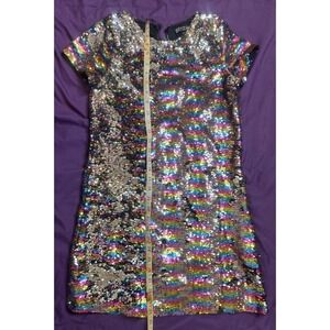 Trixxi Girls Size Large Rainbow/Silver Sequin Flip‎ Dress NWT $64.00 NWOT